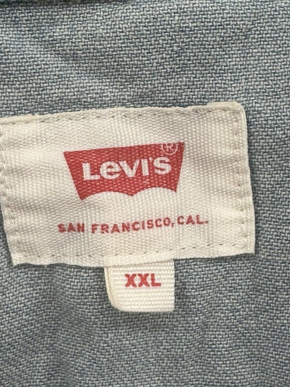 LEVI'S‎ Mens Sz 2XL Light Denim Pearl Snap Button Western Long Sleeve Shirt EXC - Picture 9 of 16